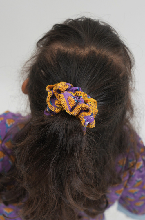 Floral Whirl Scrunchie- Purple