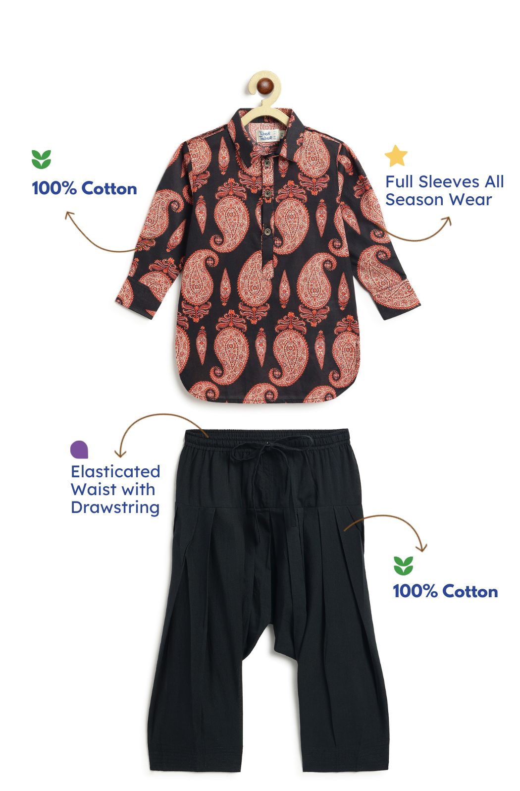 Kashmir Paisley Pathani Kurta Set