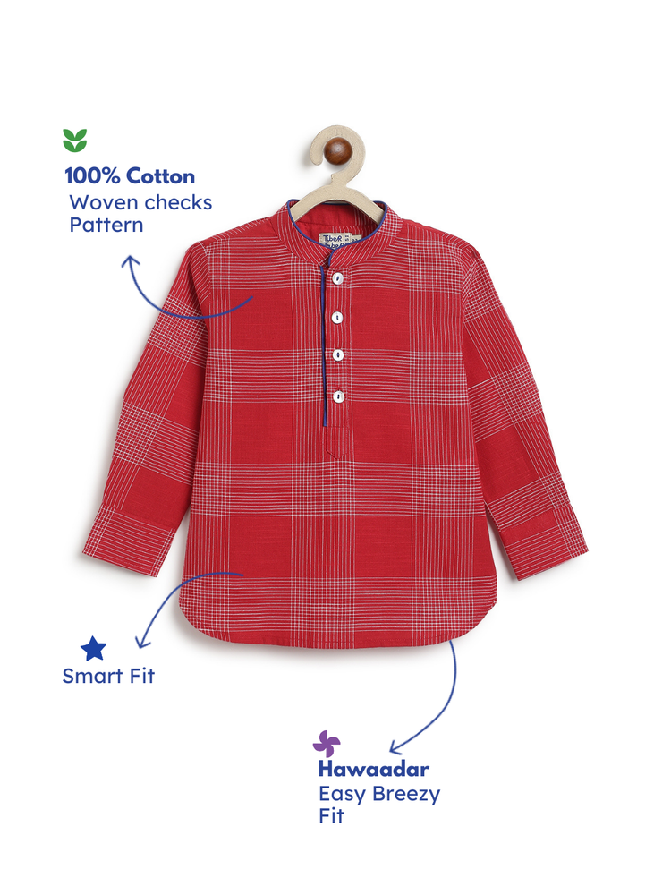 East India Red Checks Kurta Shirt