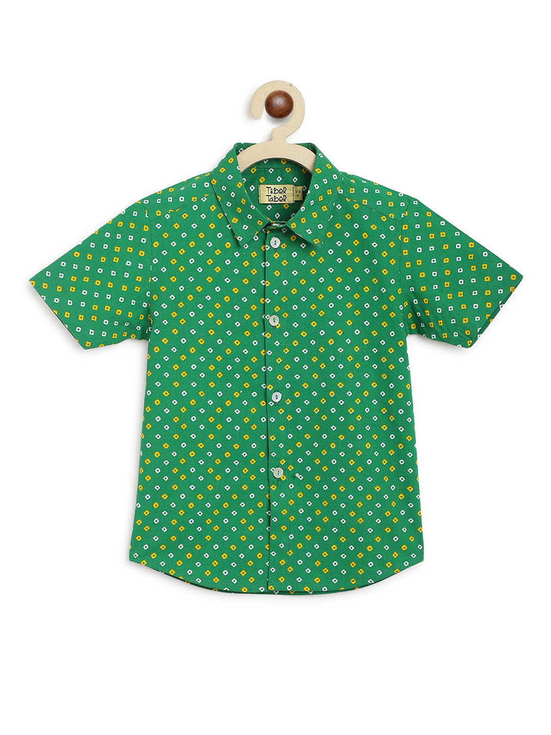 Buy 2 Pc Mundu Dhoti Shirt Set-Green by Tiber Taber Kids