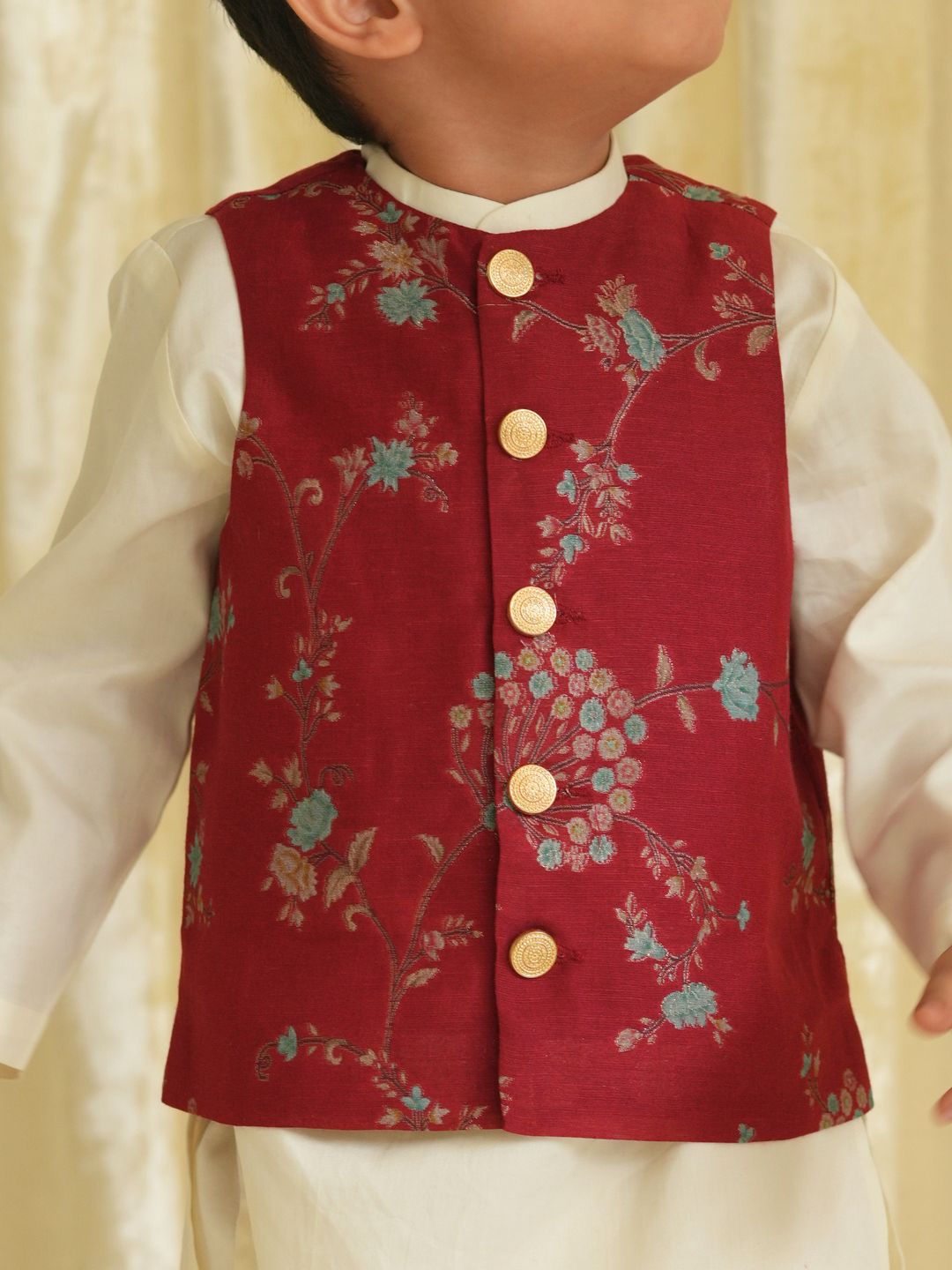 Bagh Bahaar Bundi Jacket - Maroon