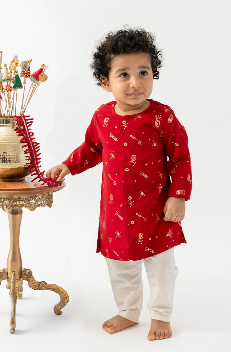 Pataka Kurta Set Baby Boy - Red