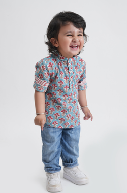 Rang Sagar Kurta Shirt- Blue