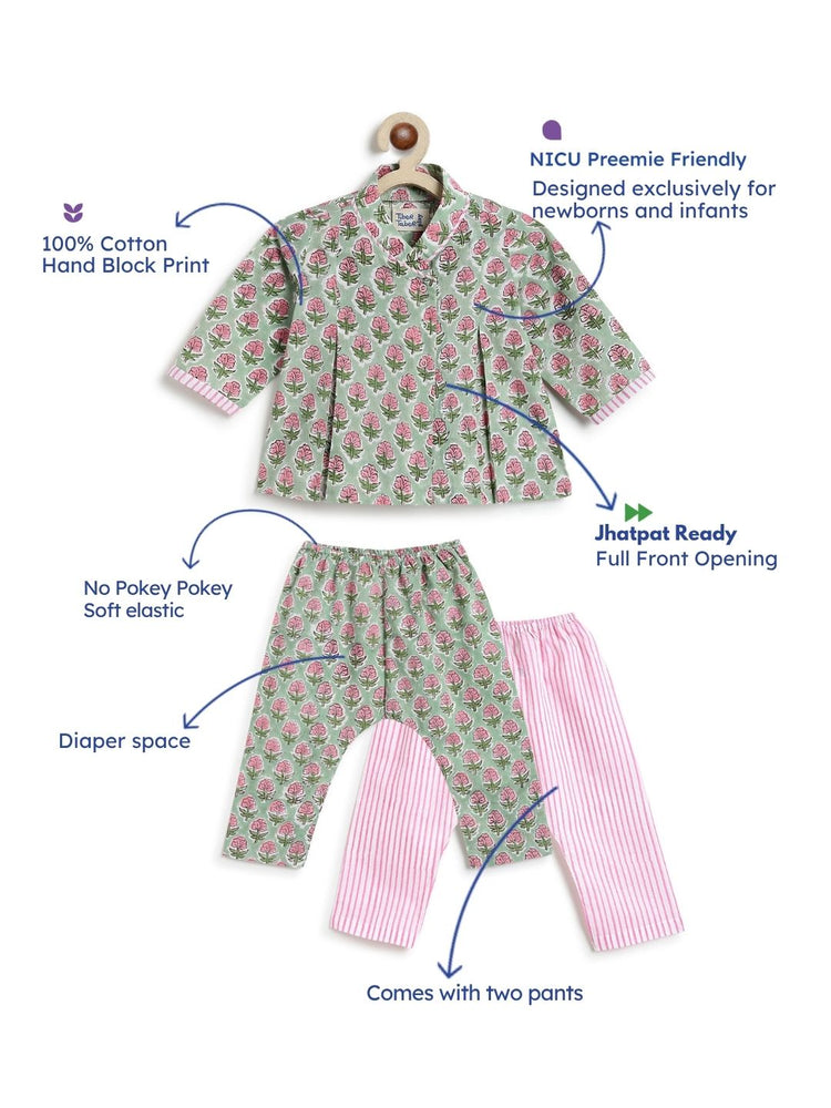 Flowers in bloom Flexi Kimono Set - Green