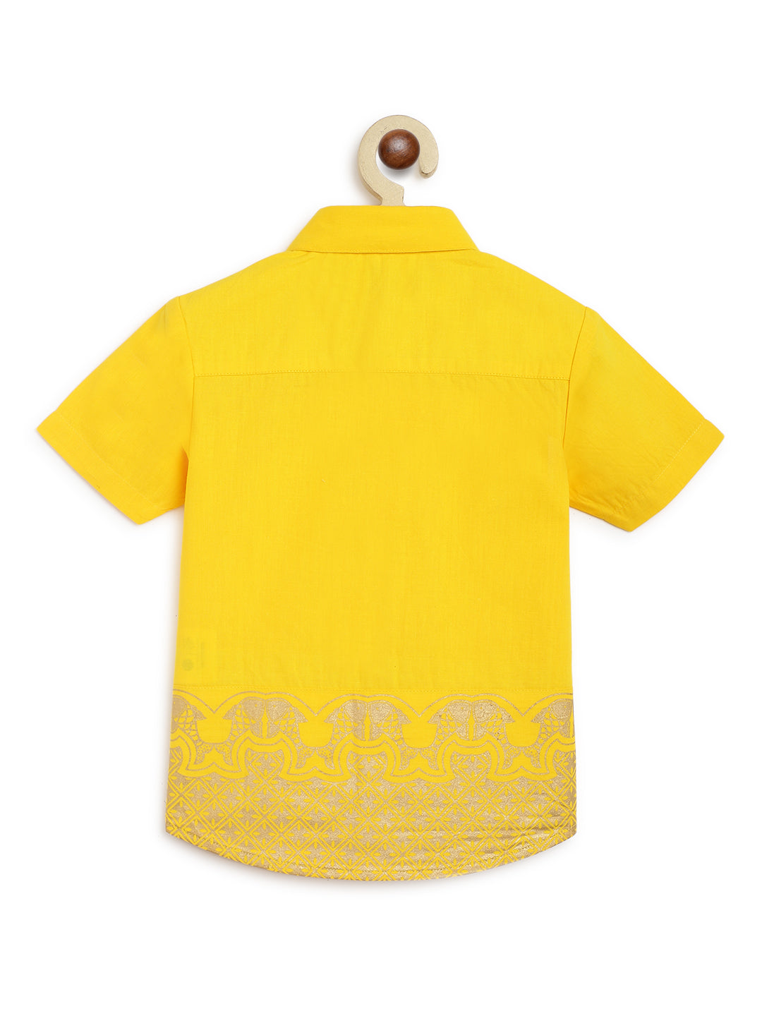 Boys Panel Gold Print Shirt-Yellow