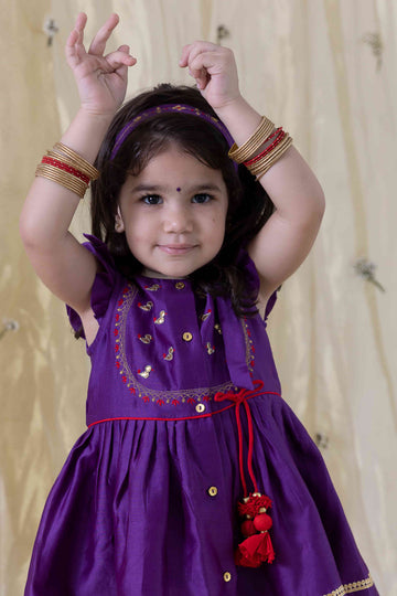 Copy of Baby Girl Bird Embroidery Headband - Purple