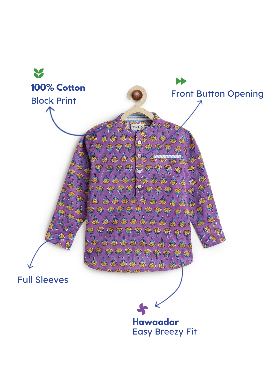 Rang Sagar Kurta Shirt- Purple