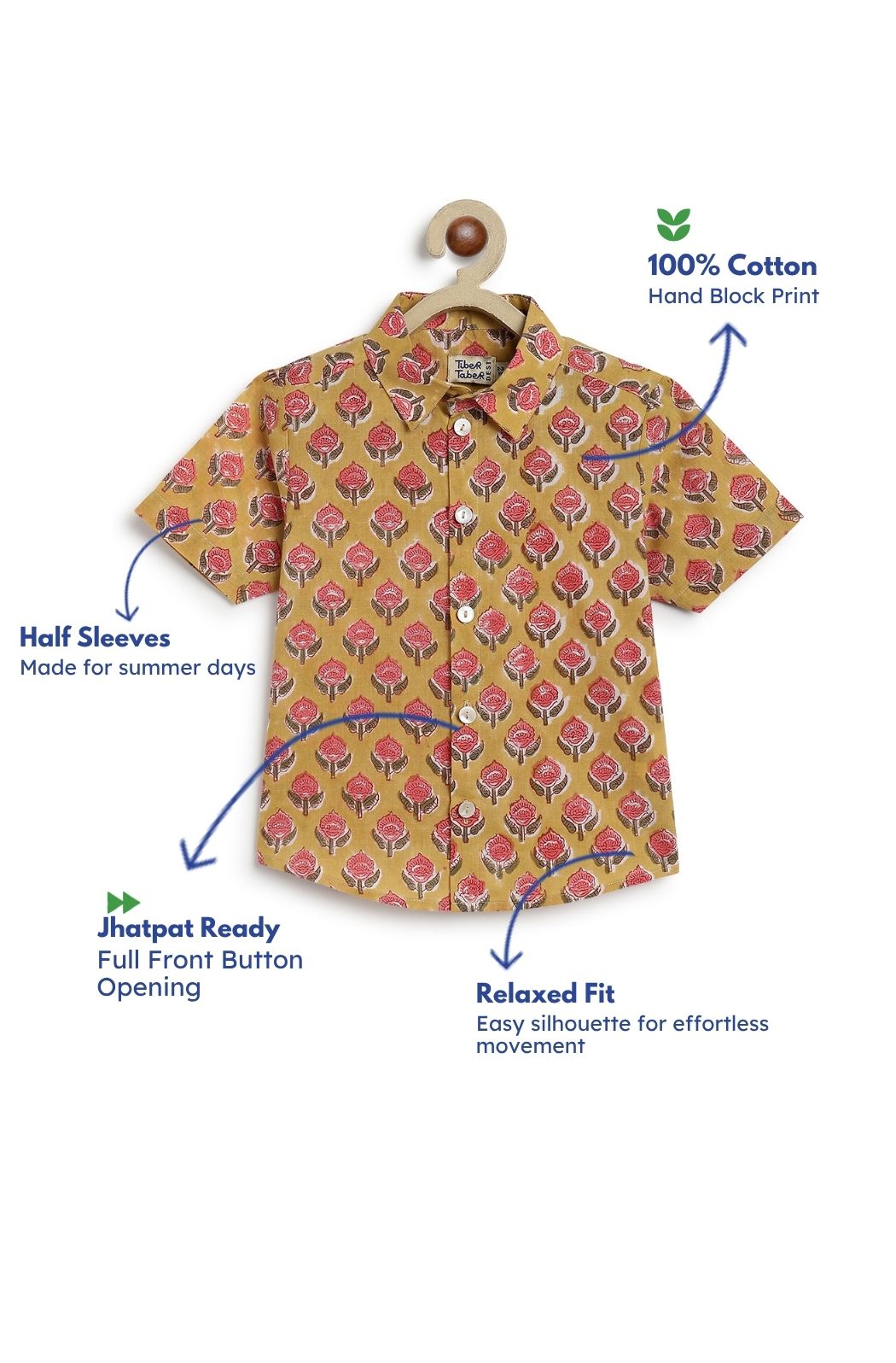 Hand Block Printed Shirt- Yellow