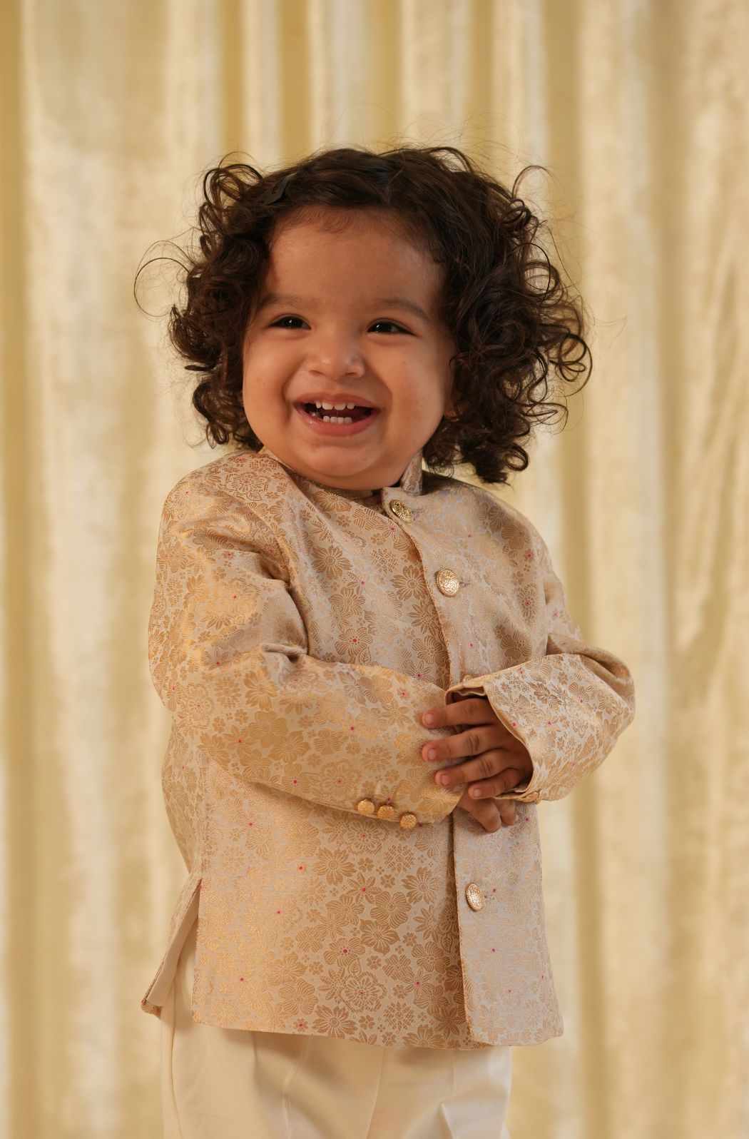 Raja Saheb Bandhgala Set - Cream