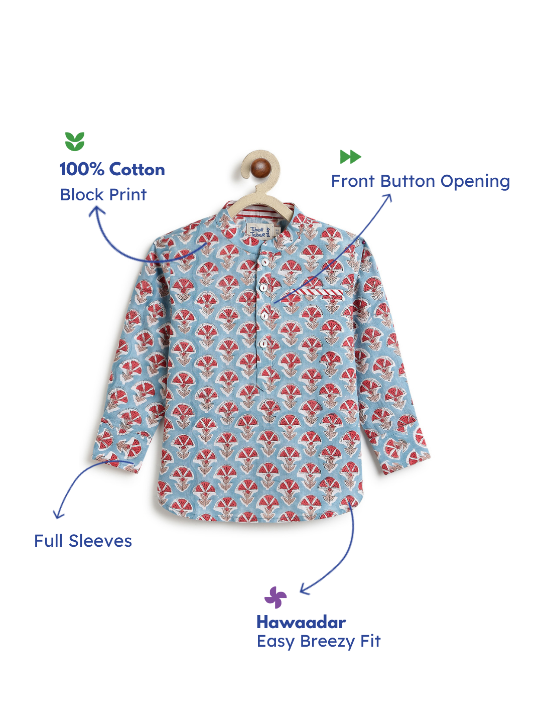 Rang Sagar Kurta Shirt- Blue