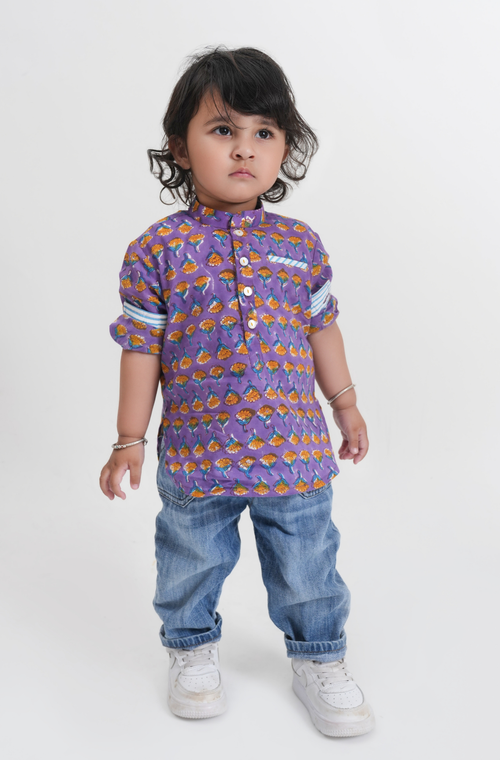 Rang Sagar Kurta Shirt- Purple