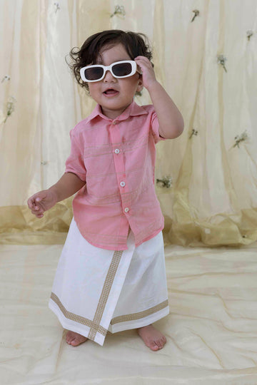 Chhota Rajni Mundu Set - Pink