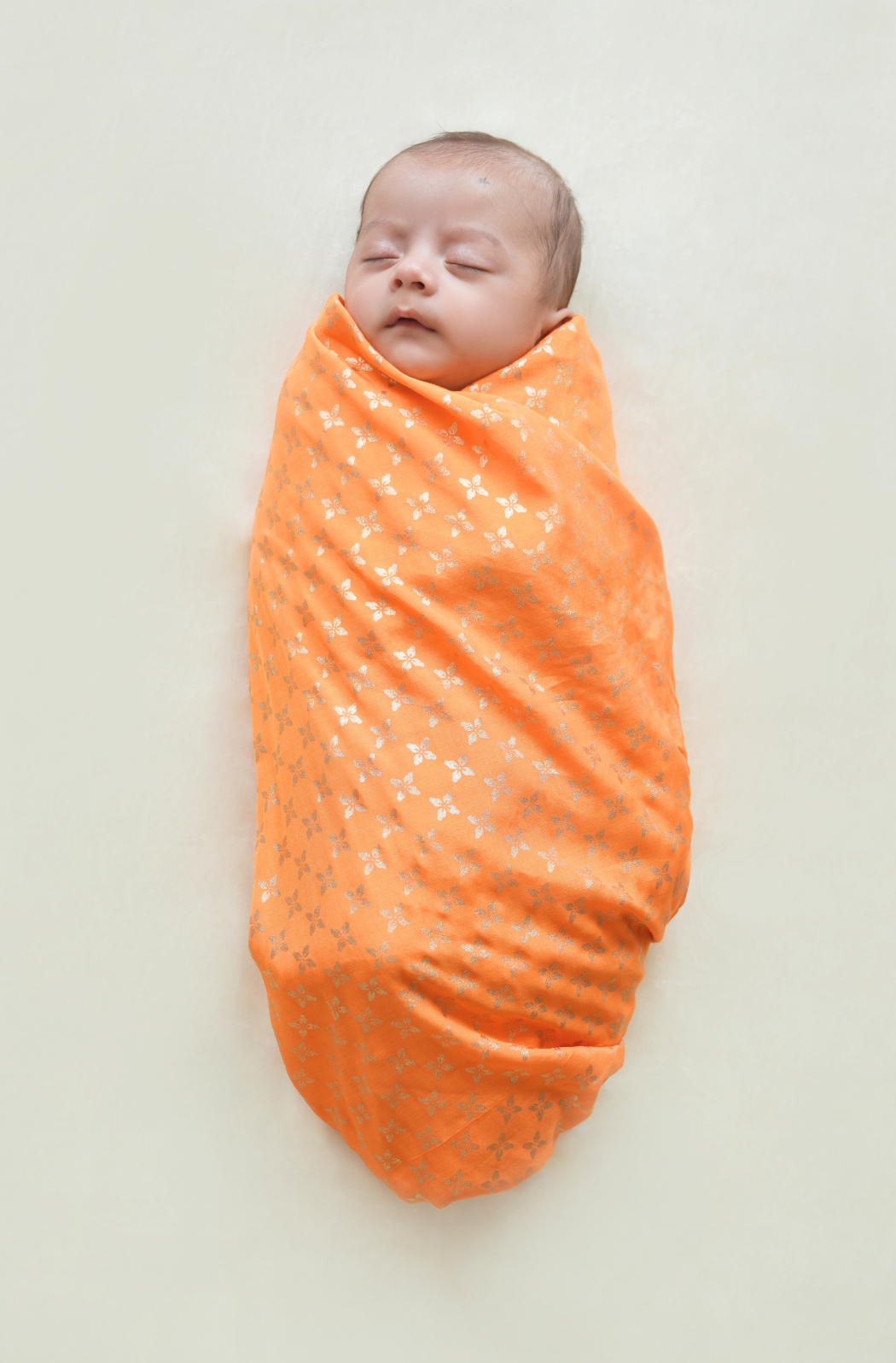 Gold Foil Bloom Swaddle- Orange