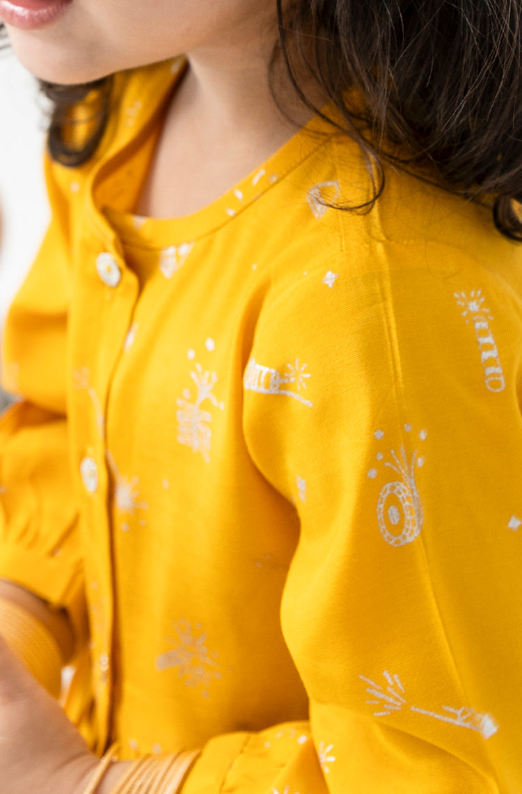 Pataka Baby Girl Angrakha Set - Yellow