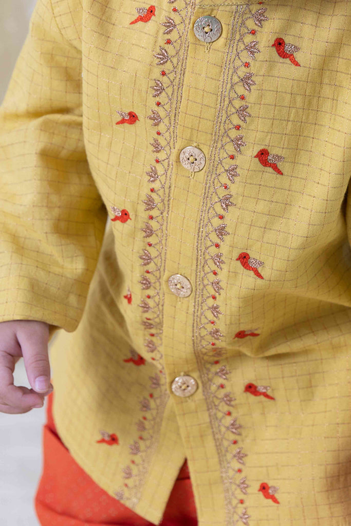 Buy Chidiya Udd Zari Dhoti Set - Yellow