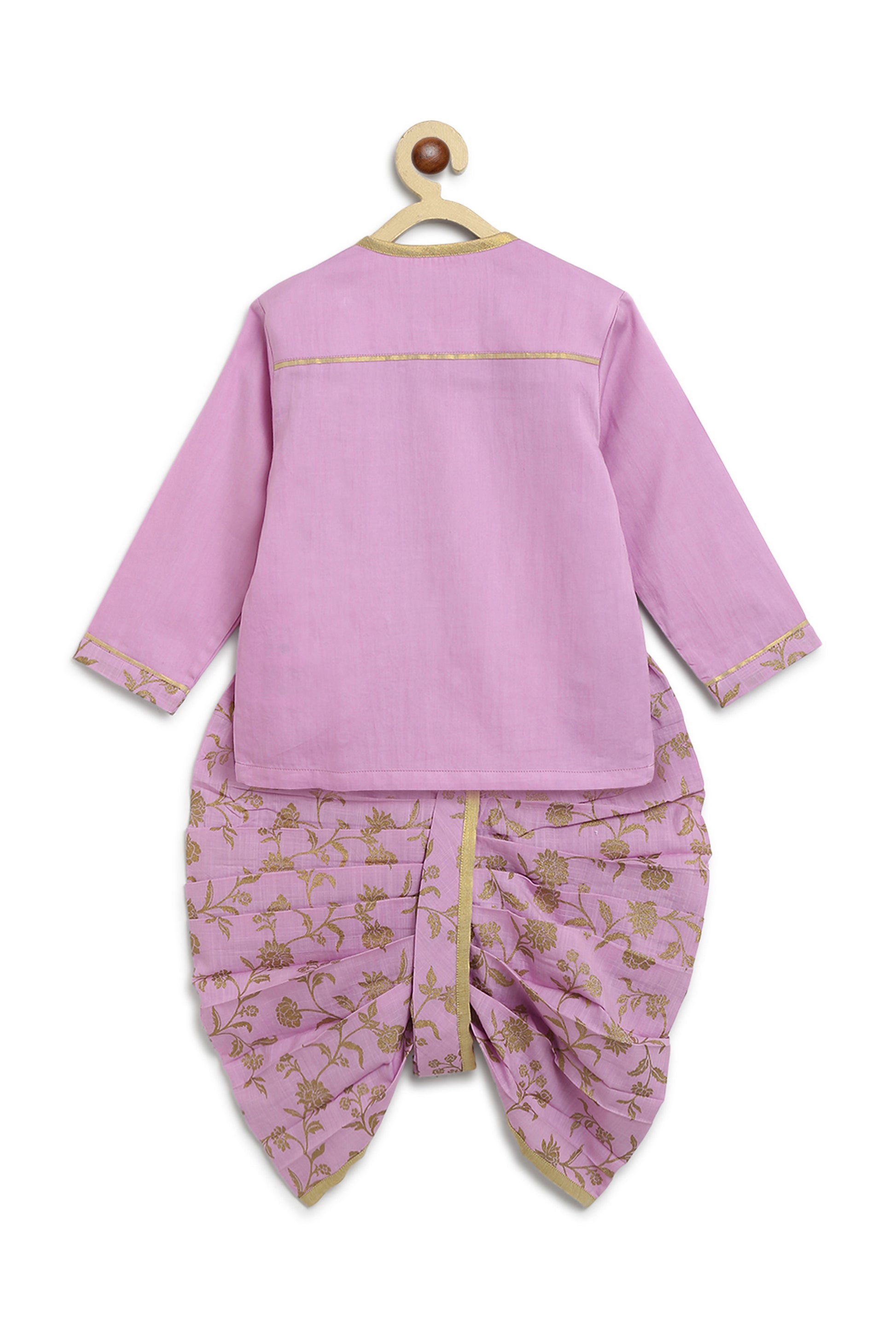 Shop Baby Boy Dhoti Kurta Premium Cotton Set Embroidered- Purple by Tiber Taber Kids