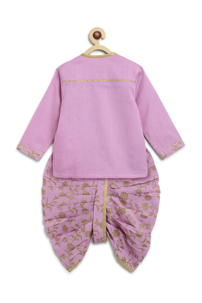 Shop Baby Boy Dhoti Kurta Premium Cotton Set Embroidered- Purple by Tiber Taber Kids
