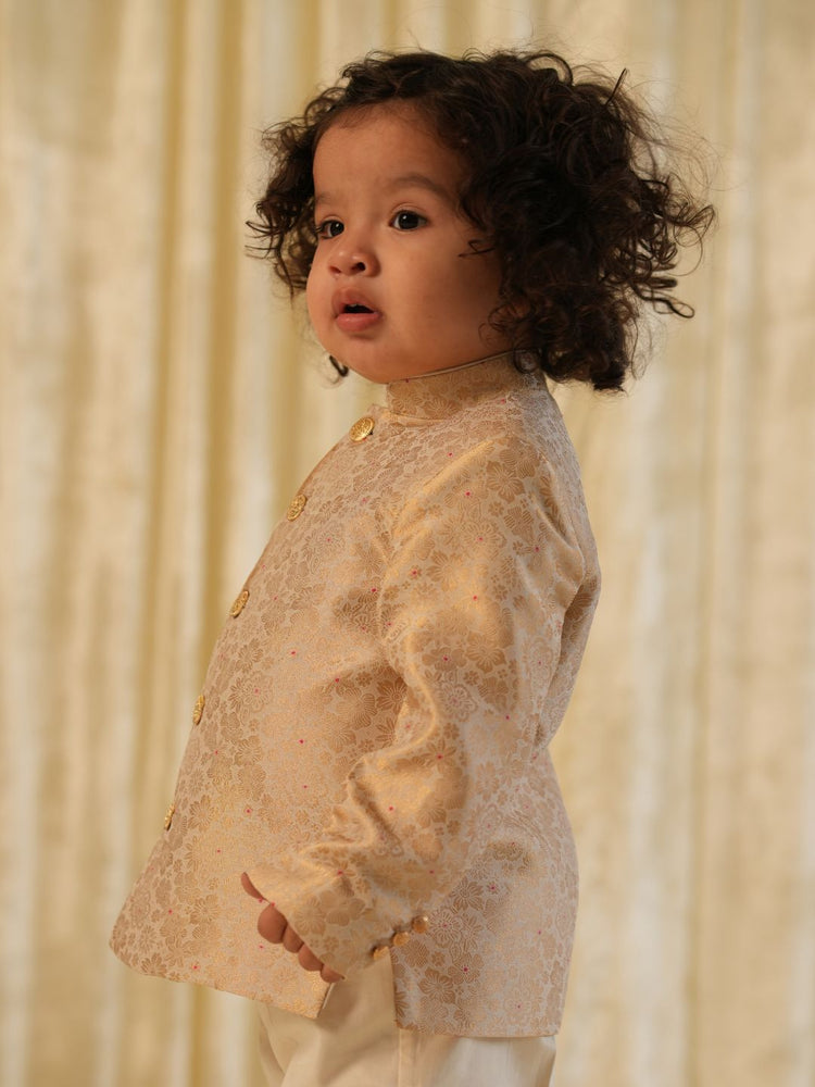 Raja Saheb Bandhgala Set - Cream