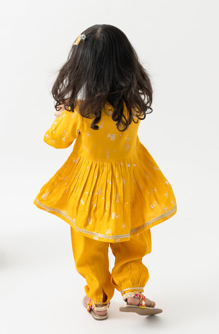 Pataka Baby Girl Angrakha Set - Yellow