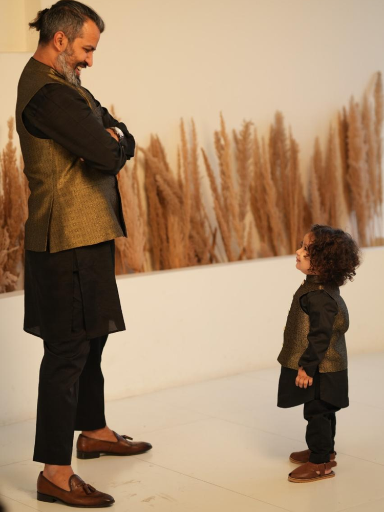 Saanjh Mens Bundi Jacket - Black