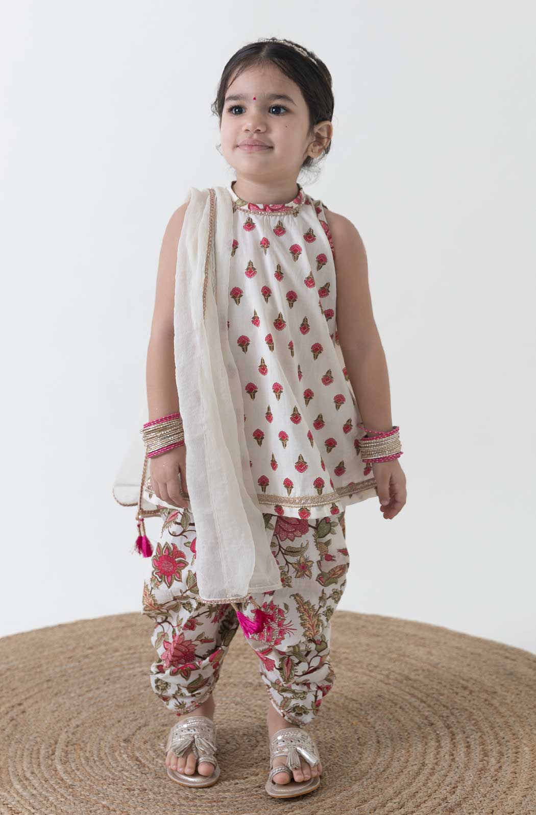Baby Girl Bandhani Cotton Angrakha Suit Set - Green – Tiber Taber Kids