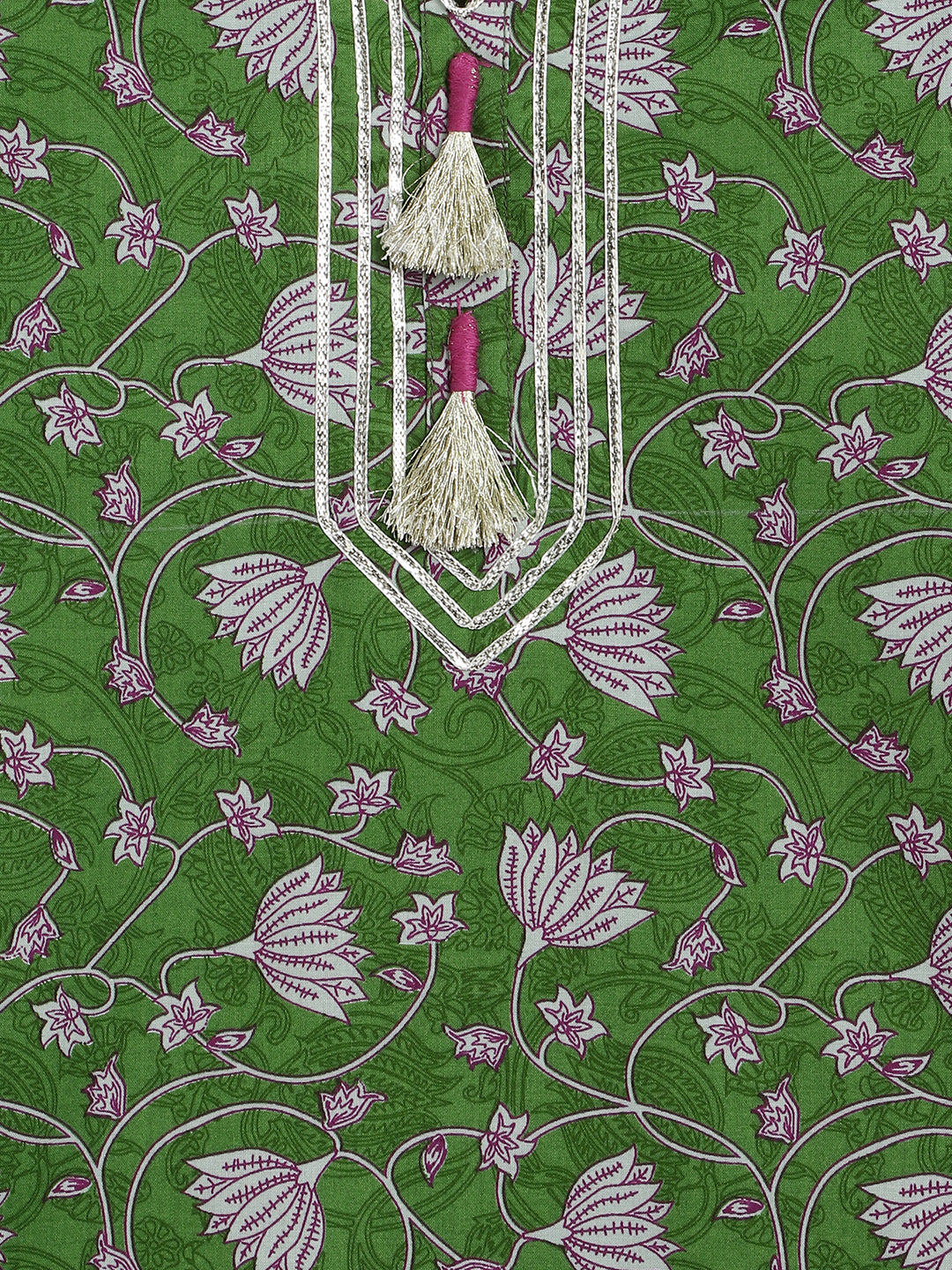 Girl Floral Jaal  Suit Set - Green