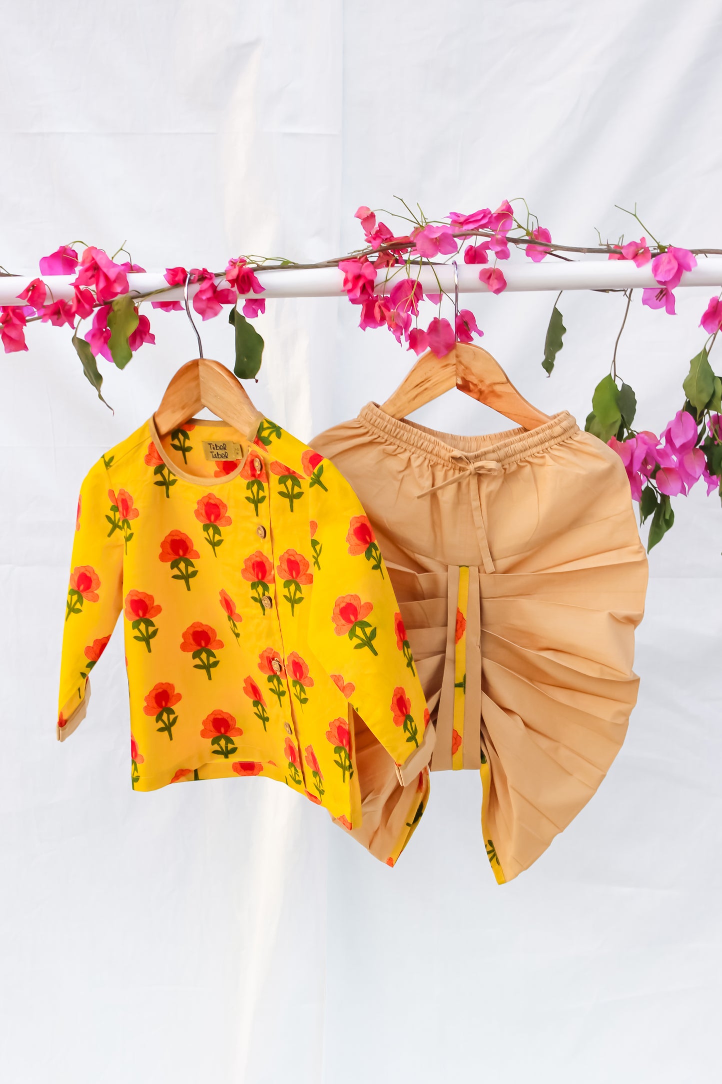 Buy Baby Boy Dhoti Yellow Set Floral by Tiber Taber Kids