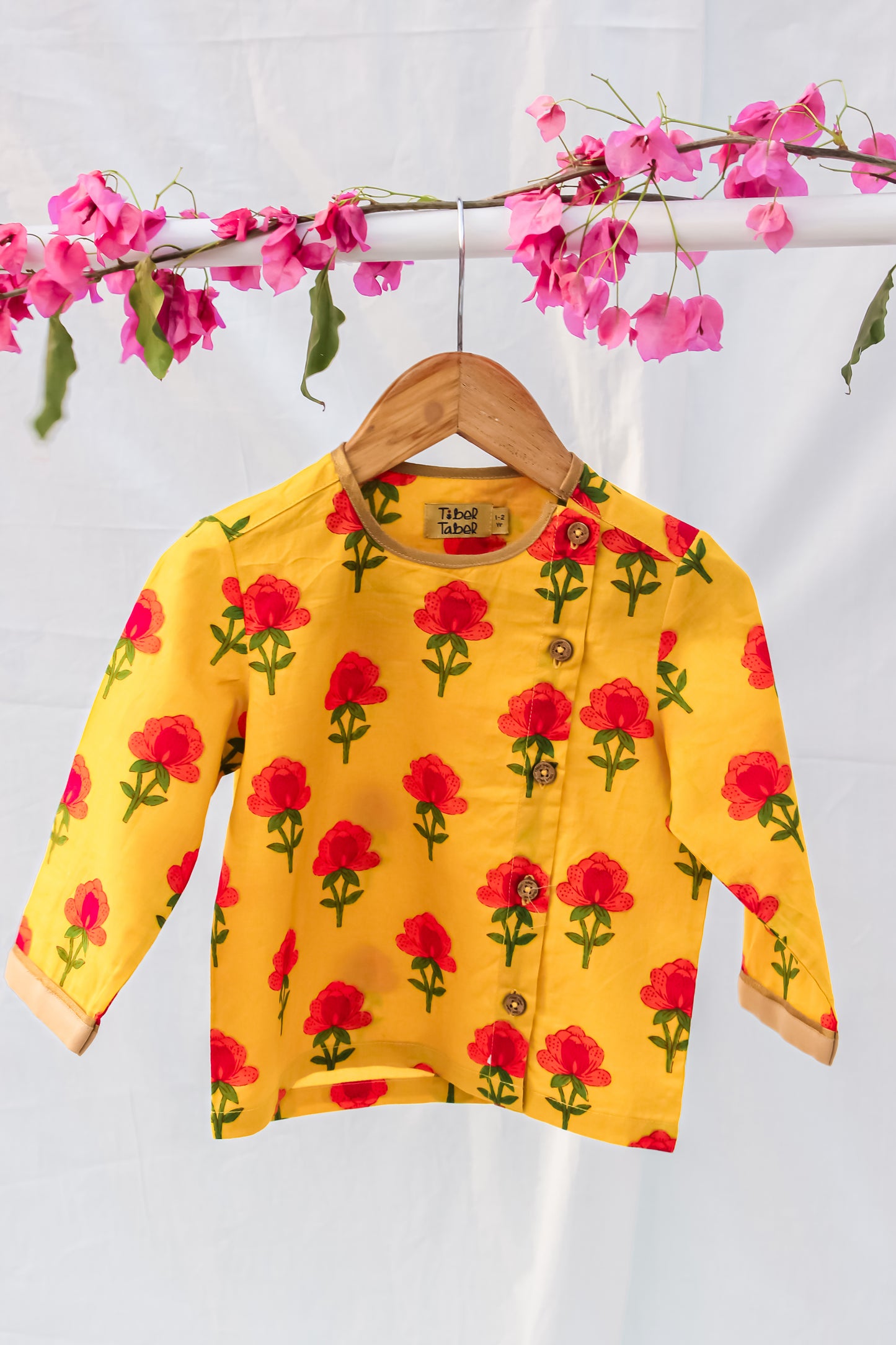 Shop Baby Boy Dhoti Yellow Set Floral by Tiber Taber Kids