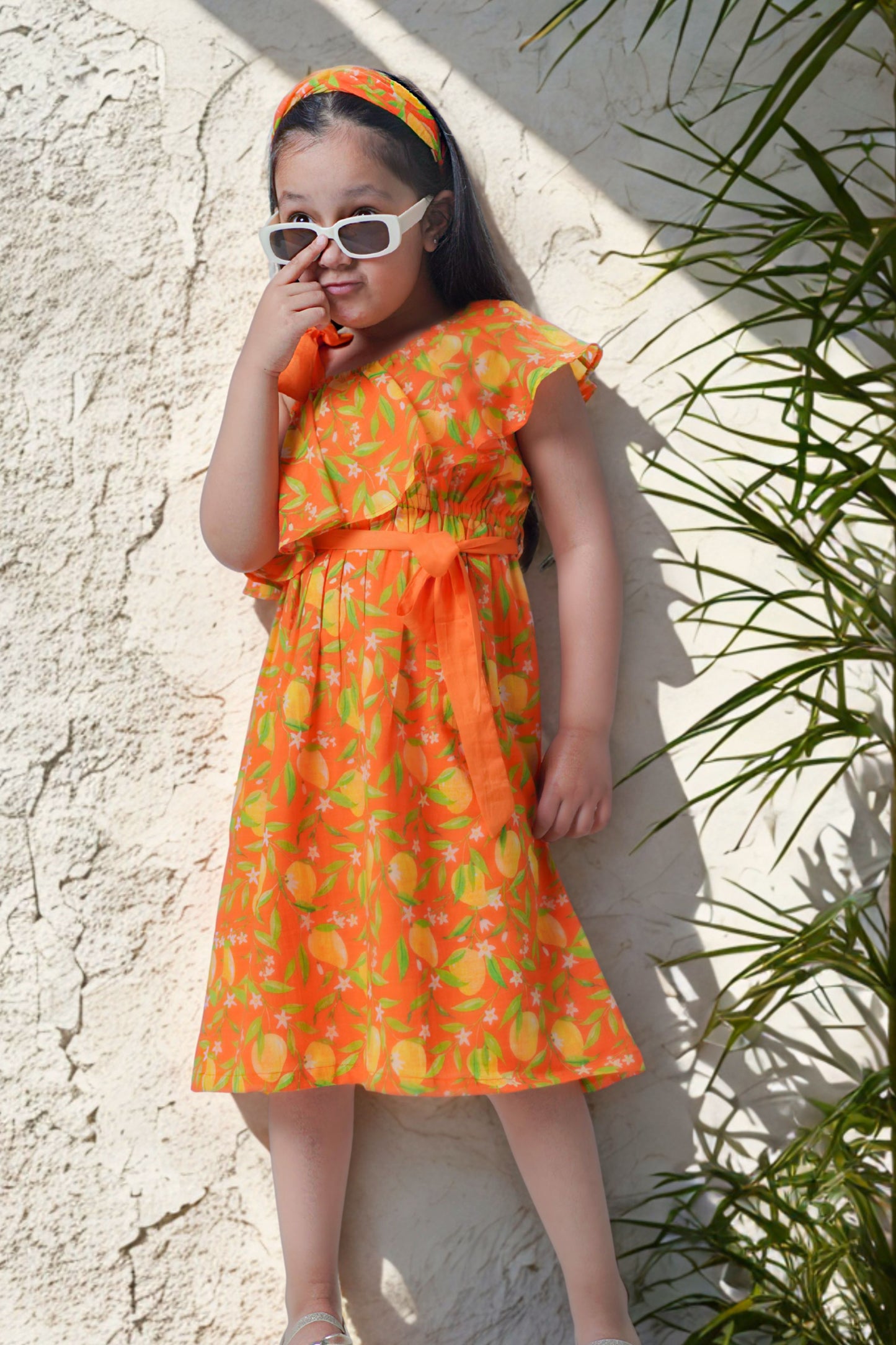 One Shoulder Mango Dress-Orange