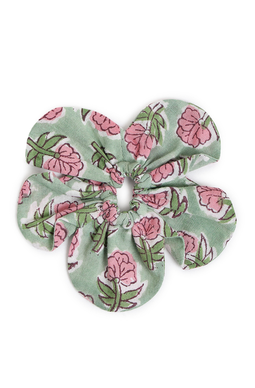 Blossom Bun Scrunchie- Green