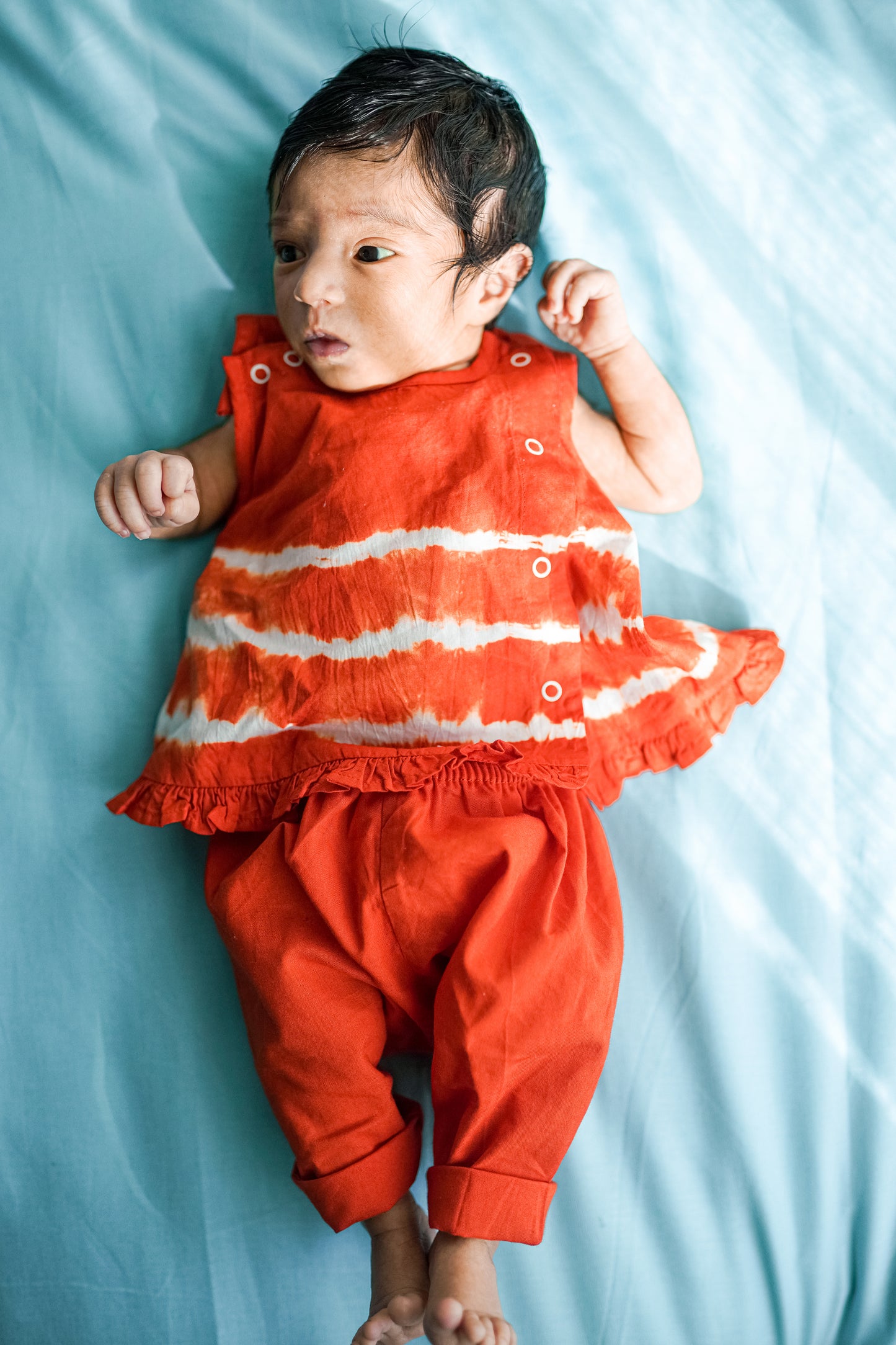 Shop Baby Girl Set Orange Tie Dye Stripe by Tiber Taber Kids