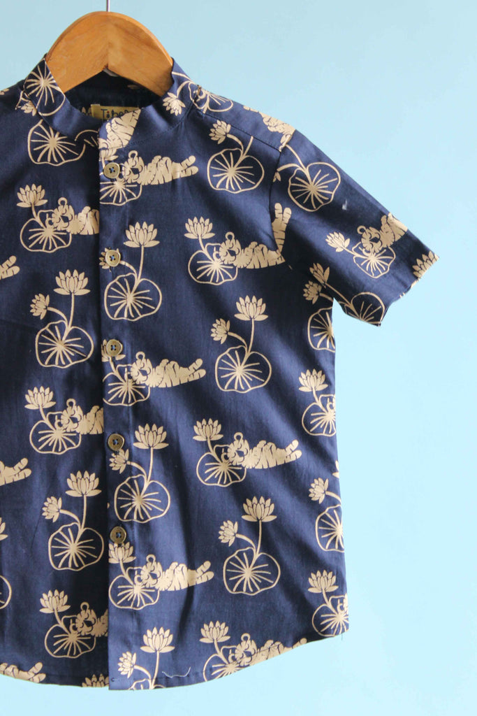 Boys Tiger Print Shirt - Blue by Tiber Taber Kids
