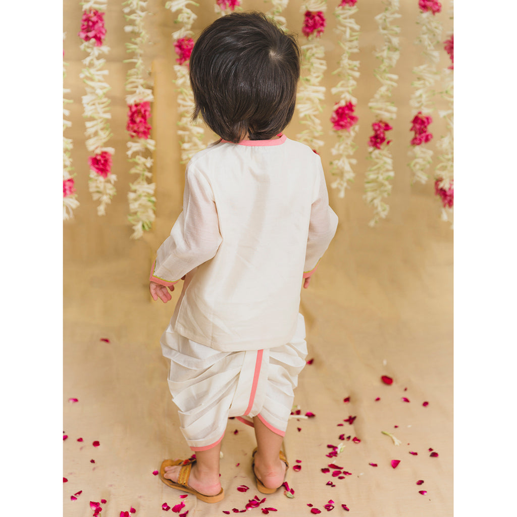 Buy Baby Boy White Embroidered Chanderi Buta Dhoti Se by Tiber Taber Kids
