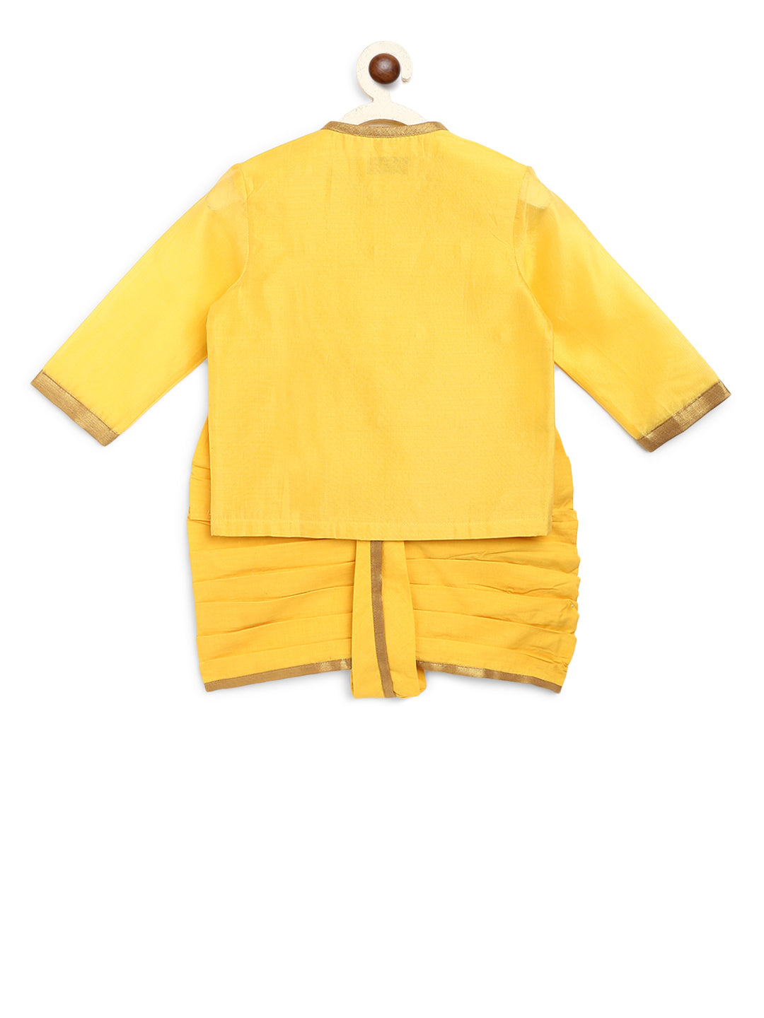 Baby Boy Yellow Embroidered Chanderi Buta Dhoti Set