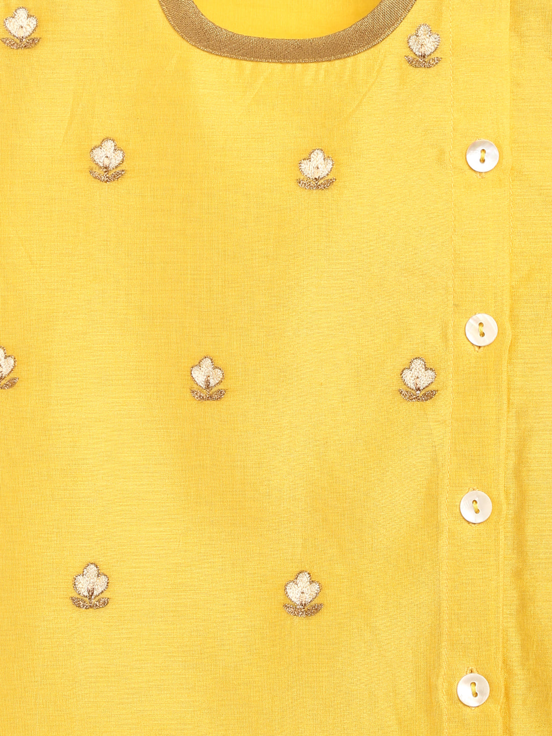 Baby Boy Yellow Embroidered Chanderi Buta Dhoti Set