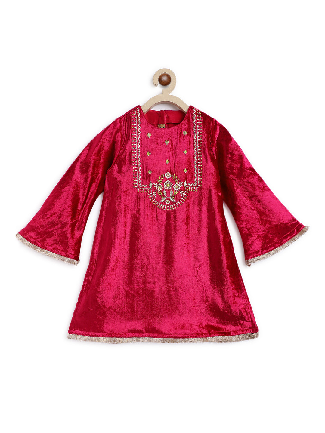 Noor Velvet Suit for Girls - Pink