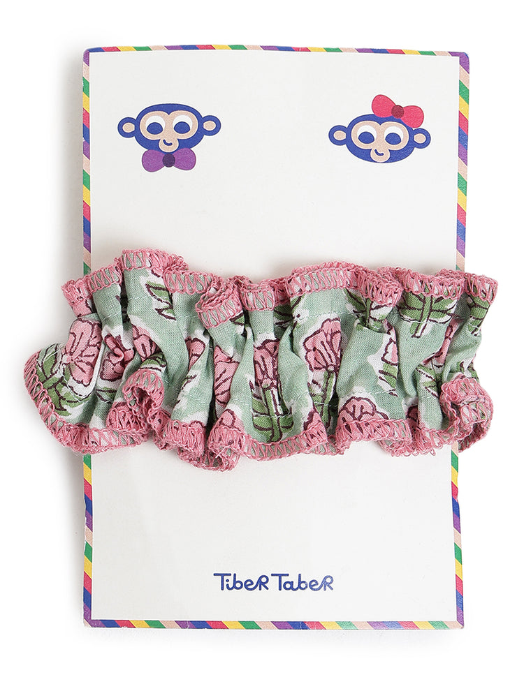 Floral Whirl Scrunchie- Green