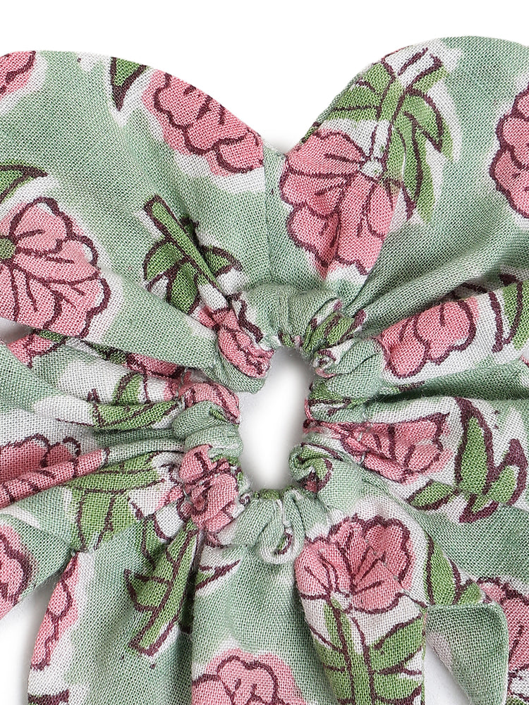 Blossom Bun Scrunchie- Green