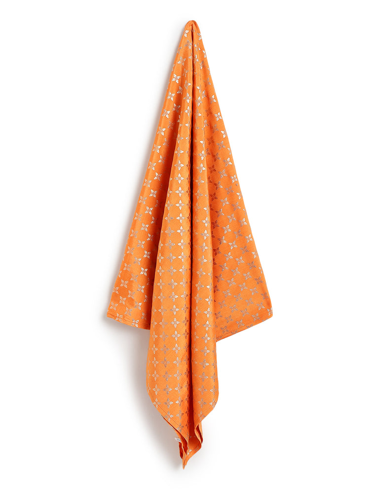 Gold Foil Bloom Swaddle- Orange