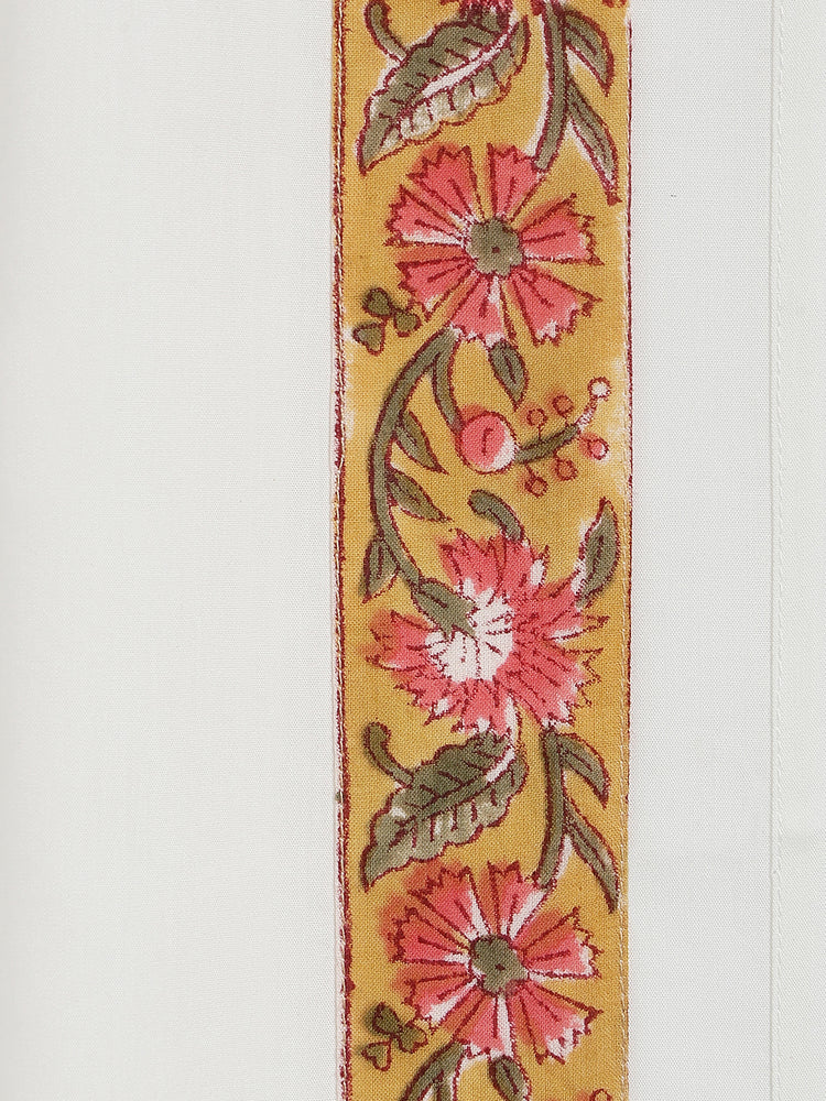 Block Print Angvastram- Yellow