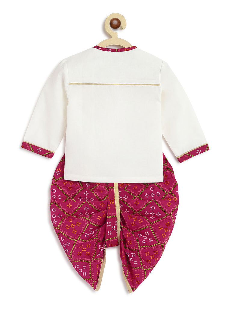 Buy Baby Boy Printed Bandhani Dhoti Set- Pink by Tiber Taber Kids