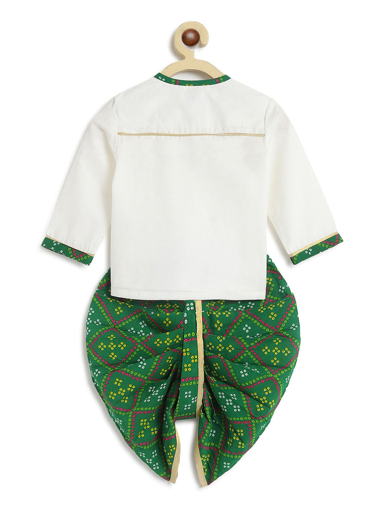 Buy Baby Boy Printed Bandhani Dhoti Set- Green by Tiber Taber Kids