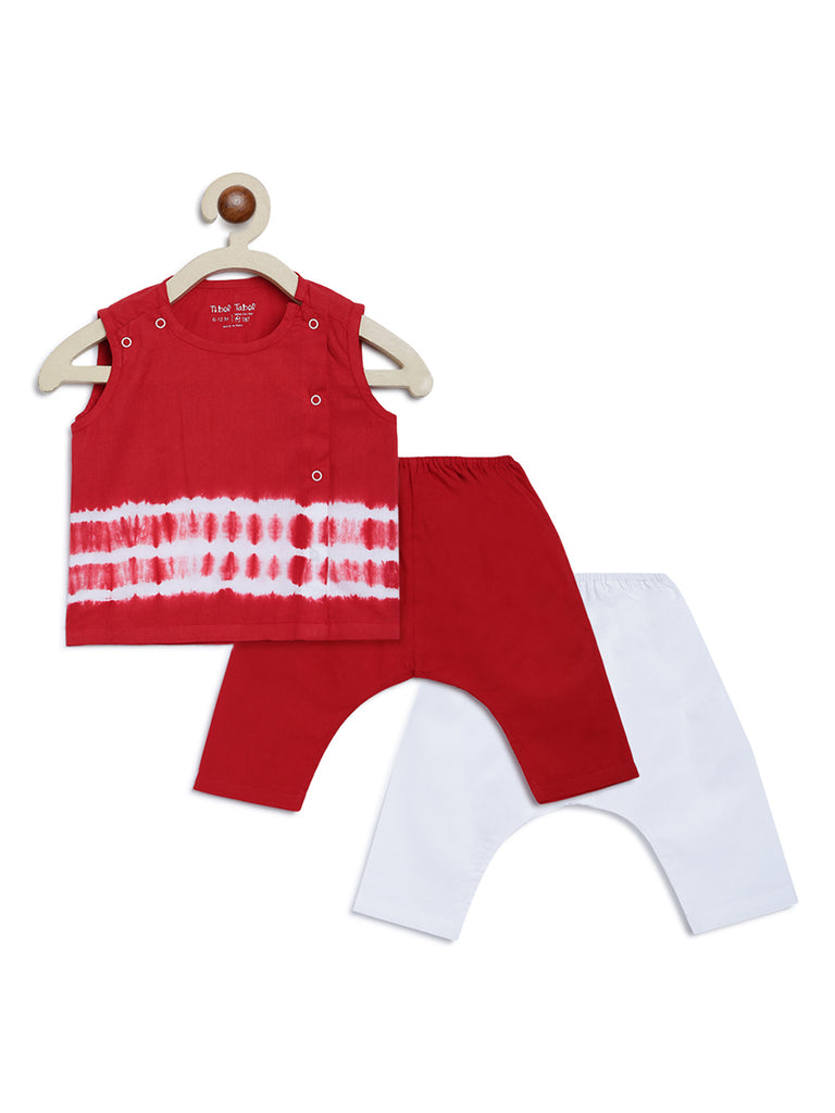 Buy Baby Boy Set Red Tie Dye Stripe by Tiber Taber Kids