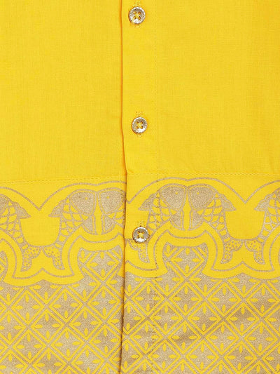 Shop 2 Pc Mundu Dhoti Shirt Set-Yellow by Tiber Taber Kids