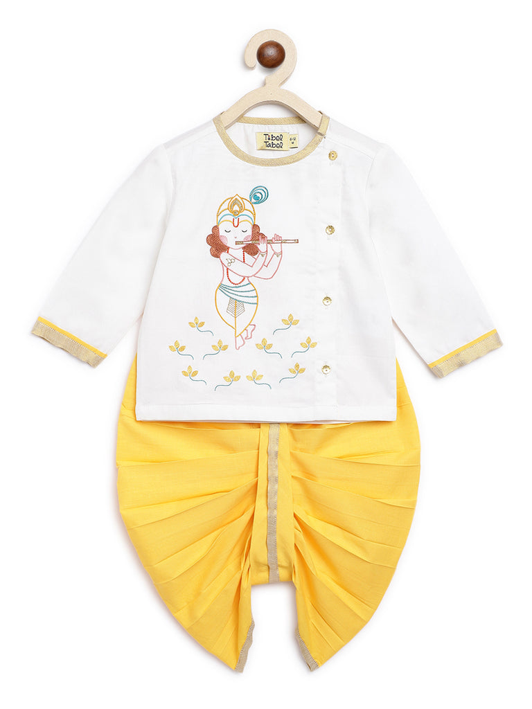 Buy Baby Boy Krishna Dhoti Kurta Set-White by Tiber Taber Kids