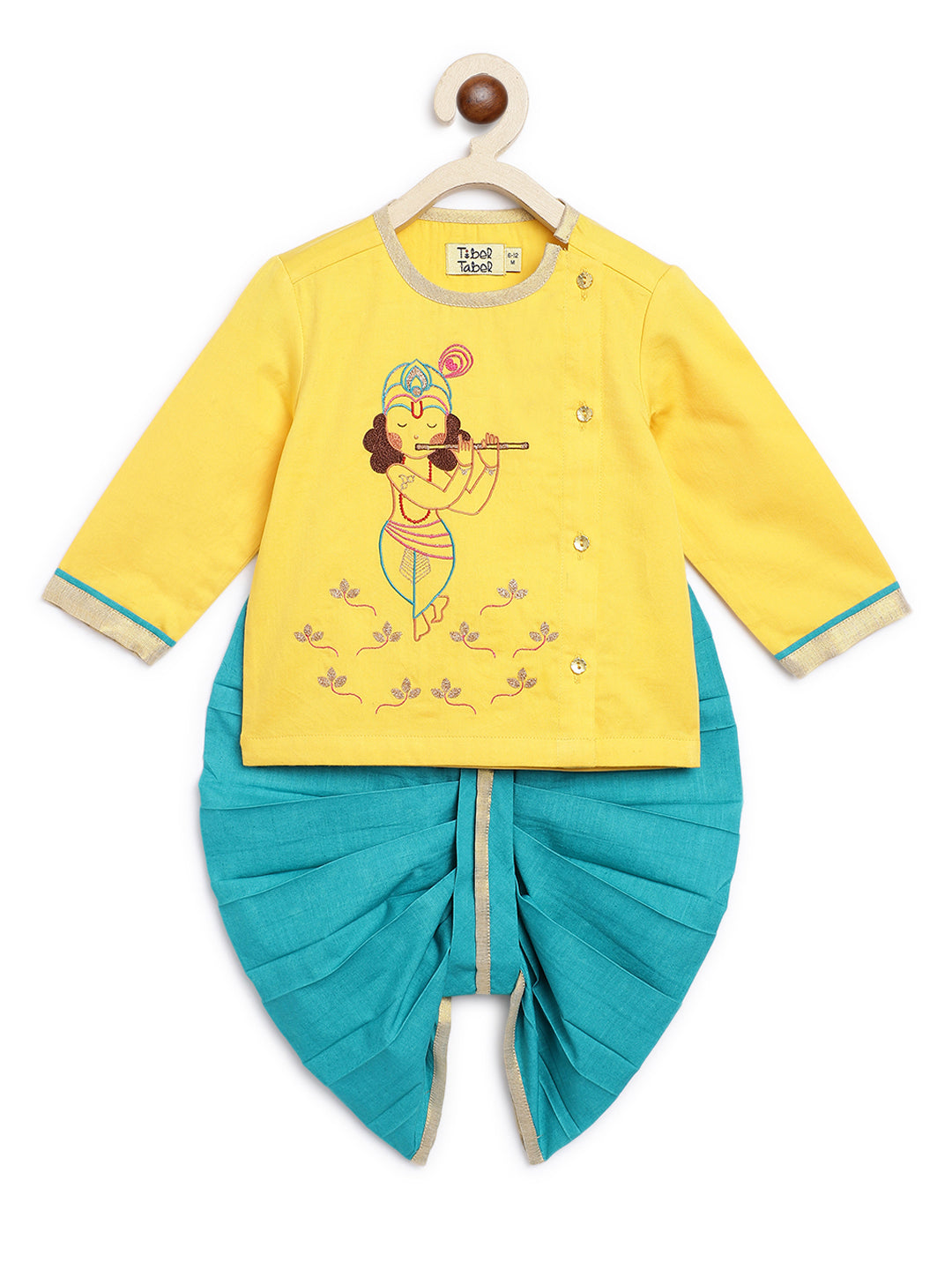 Buy Baby Boy Krishna Dhoti Kurta Set-Yellow by Tiber Taber Kids