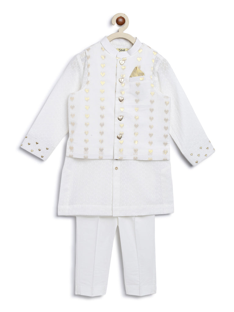 Buy Boy 3 Pc Bundi Set Golden Heart-White by Tiber Taber Kids