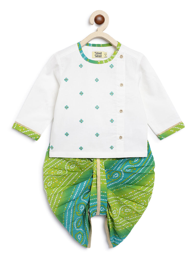Buy Baby Boy Bandhani Dhoti Set-Blue by Tiber Taber Kids