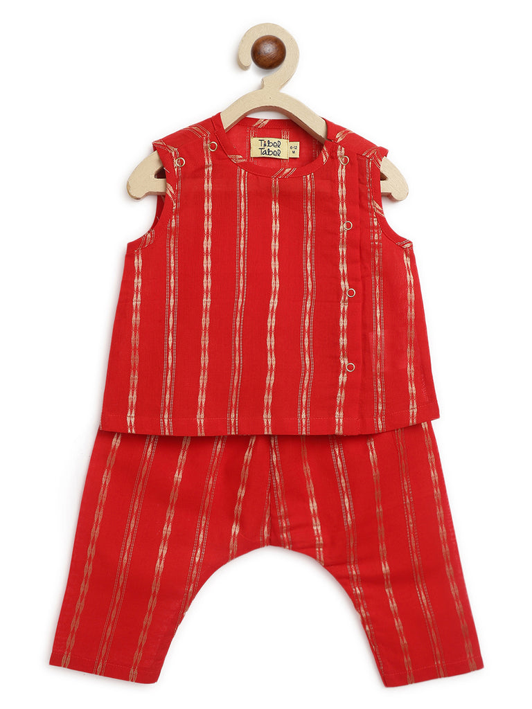 Buy Unisex Stripe Jhabla Set by Tiber Taber Kids