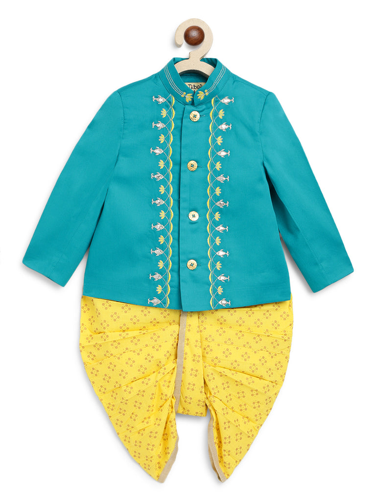 Buy Baby Boy Fish Embroidery Jamna Set - Blue